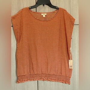 a.n.a Striped Pullover Blouse - Chutney Stripe & Cream  NWT
